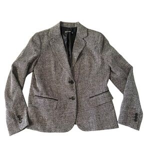 NY&Co 7th Ave Design Blazer Suit Jacket Black/White Tweed Sz 10 Lined NWOT
